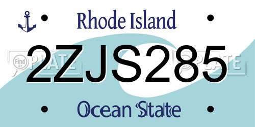 2ZJS285 Rhode Island License Plate