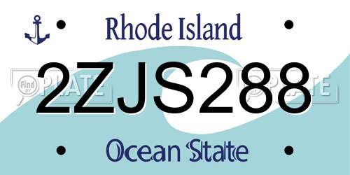 2ZJS288 Rhode Island License Plate
