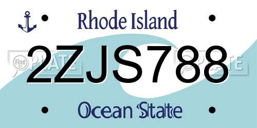 2ZJS788 Rhode Island License Plate