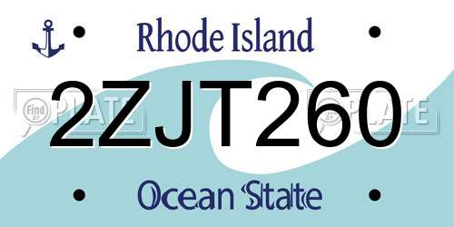 2ZJT260 Rhode Island License Plate