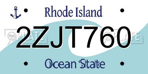 2ZJT760 Rhode Island License Plate