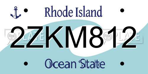 2ZKM812 Rhode Island License Plate