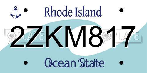 2ZKM817 Rhode Island License Plate