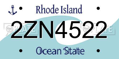 2ZN4522 Rhode Island License Plate