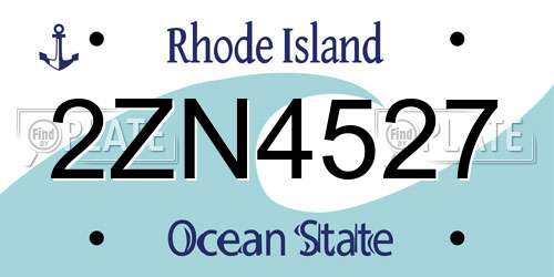 2ZN4527 Rhode Island License Plate