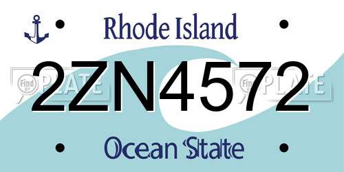 2ZN4572 Rhode Island License Plate