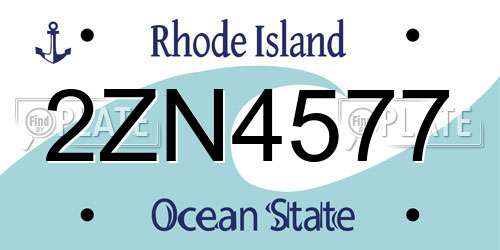 2ZN4577 Rhode Island License Plate