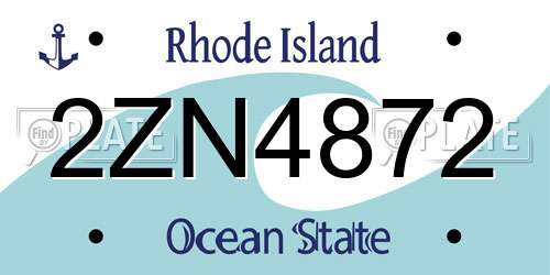 2ZN4872 Rhode Island License Plate
