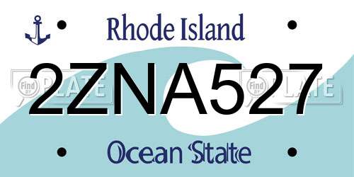 2ZNA527 Rhode Island License Plate