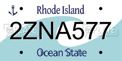 2ZNA577 Rhode Island License Plate