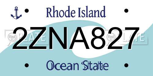 2ZNA827 Rhode Island License Plate