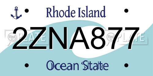 2ZNA877 Rhode Island License Plate