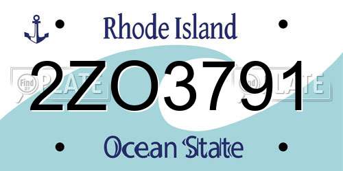 2ZO3791 Rhode Island License Plate