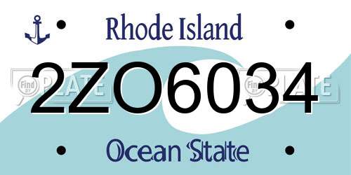 2ZO6034 Rhode Island License Plate