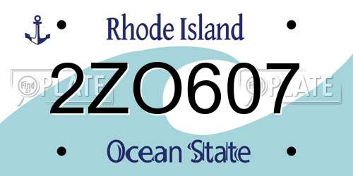 2ZO607 Rhode Island License Plate