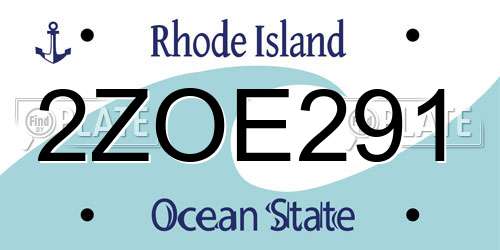 2ZOE291 Rhode Island License Plate