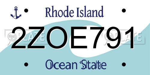 2ZOE791 Rhode Island License Plate