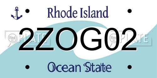 2ZOG02 Rhode Island License Plate