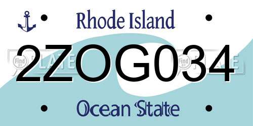 2ZOG034 Rhode Island License Plate