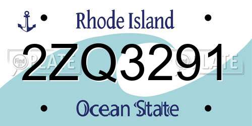 2ZQ3291 Rhode Island License Plate