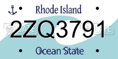 2ZQ3791 Rhode Island License Plate