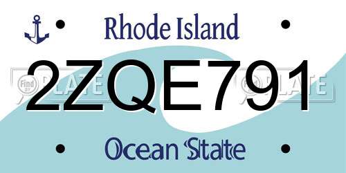 2ZQE791 Rhode Island License Plate