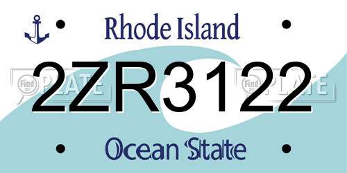 2ZR3122 Rhode Island License Plate