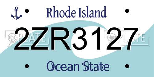 2ZR3127 Rhode Island License Plate