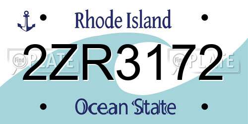 2ZR3172 Rhode Island License Plate