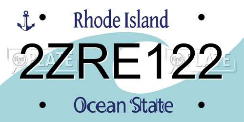 2ZRE122 Rhode Island License Plate