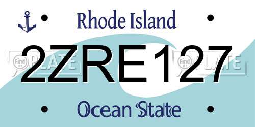 2ZRE127 Rhode Island License Plate