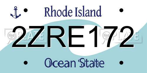 2ZRE172 Rhode Island License Plate