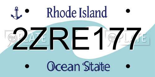 2ZRE177 Rhode Island License Plate