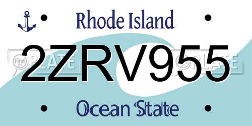2ZRV955 Rhode Island License Plate