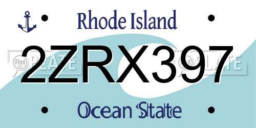 2ZRX397 Rhode Island License Plate
