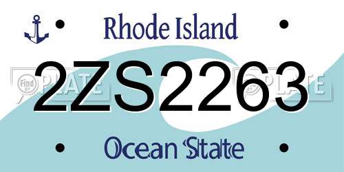 2ZS2263 Rhode Island License Plate