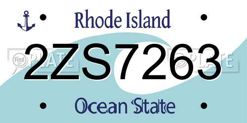 2ZS7263 Rhode Island License Plate