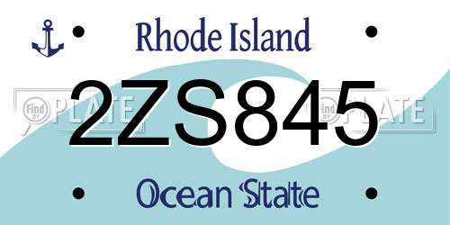 2ZS845 Rhode Island License Plate