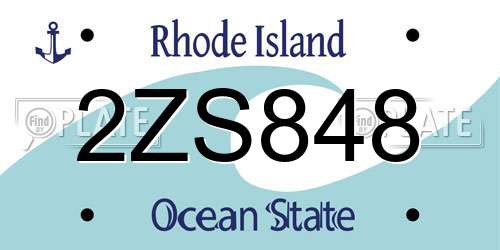 2ZS848 Rhode Island License Plate
