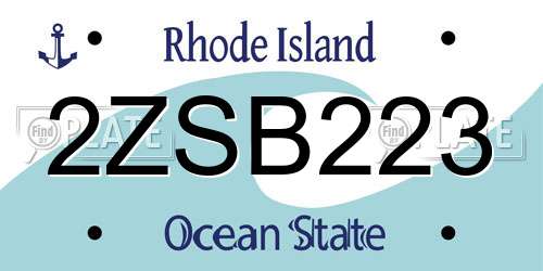 2ZSB223 Rhode Island License Plate