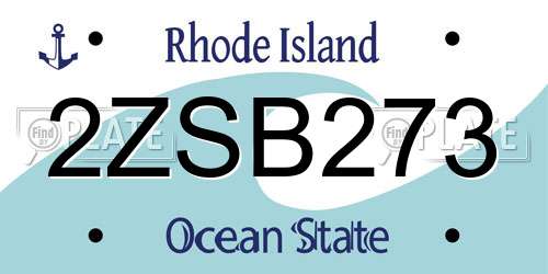 2ZSB273 Rhode Island License Plate