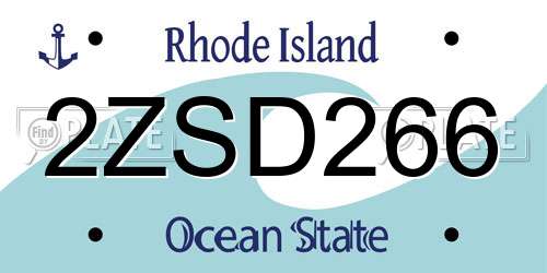 2ZSD266 Rhode Island License Plate