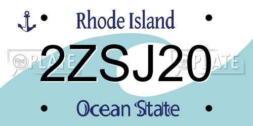 2ZSJ20 Rhode Island License Plate