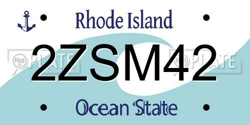 2ZSM42 Rhode Island License Plate