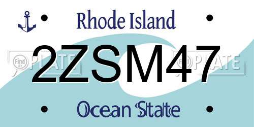 2ZSM47 Rhode Island License Plate