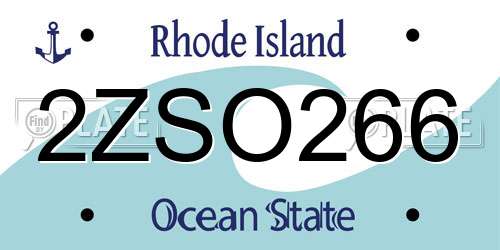 2ZSO266 Rhode Island License Plate