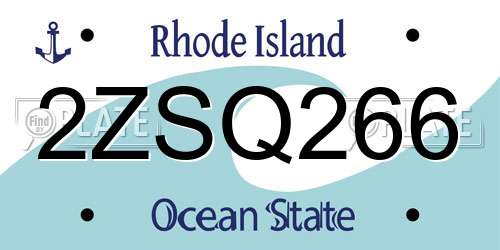 2ZSQ266 Rhode Island License Plate