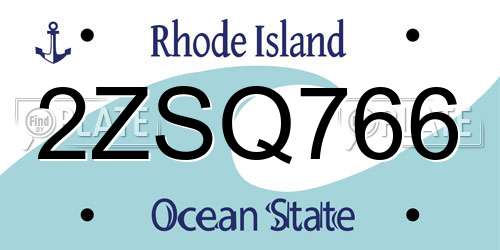 2ZSQ766 Rhode Island License Plate