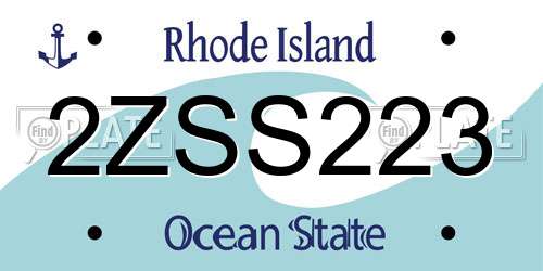 2ZSS223 Rhode Island License Plate