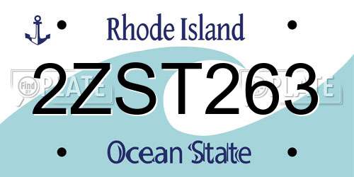 2ZST263 Rhode Island License Plate